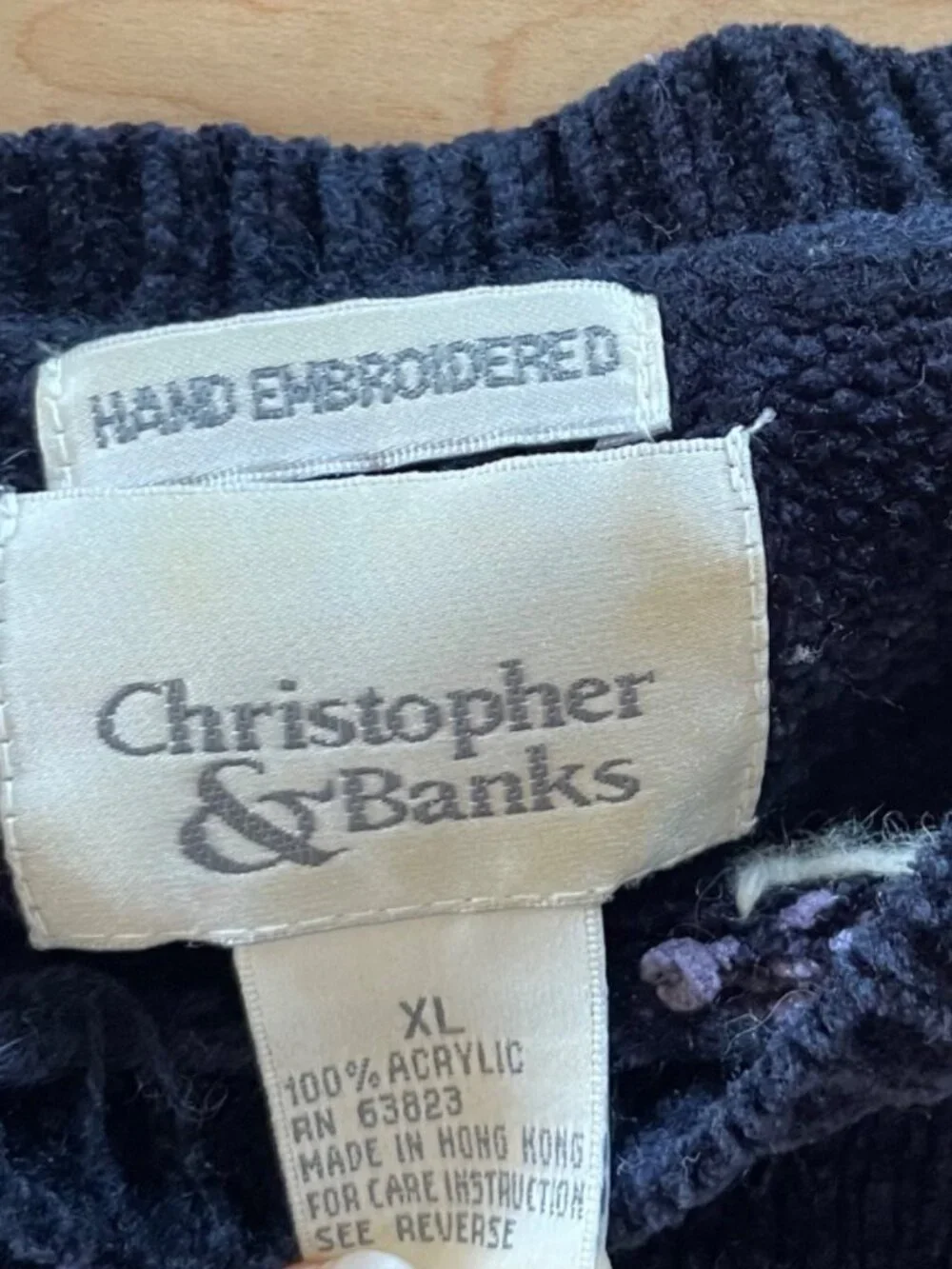 Vintage 90s Sweater Chenille Holiday Snowflake Purple XL Hand Embroidered Soft